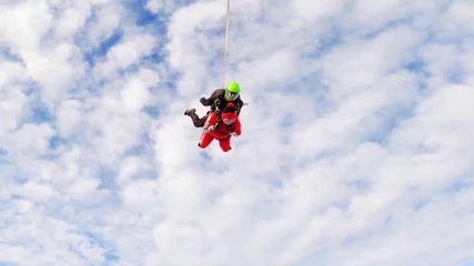 Daredevil pensioner, 76, completes skydive in memory of his late partner