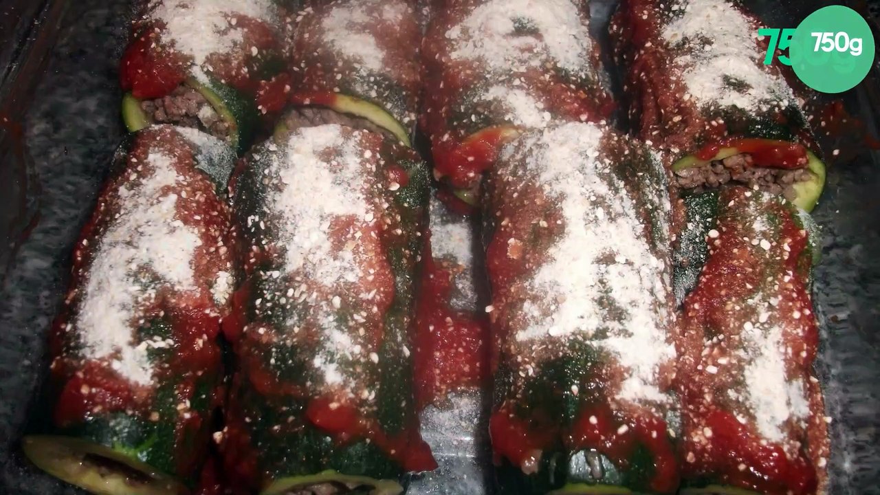 Courgettes farcies à la viande hâchée ciboulette/basilic