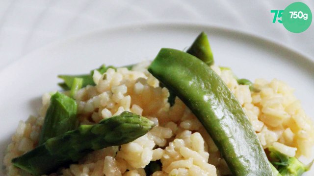 Risotto printanier : asperges et pois gourmands