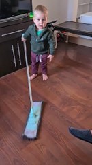 Toddler Falls While Helping With Chores