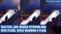 US President Joe Biden caught on camera stumbling over stairs while boarding Air force one| Oneindia