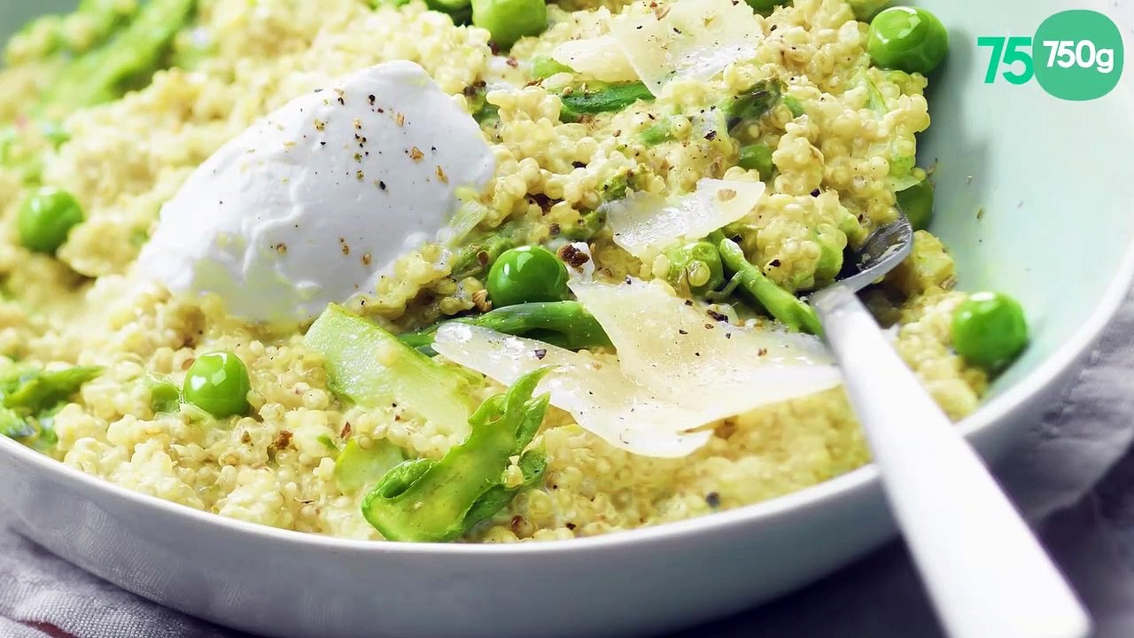 Risotto de quinoa aux asperges, petits pois et Chavroux®