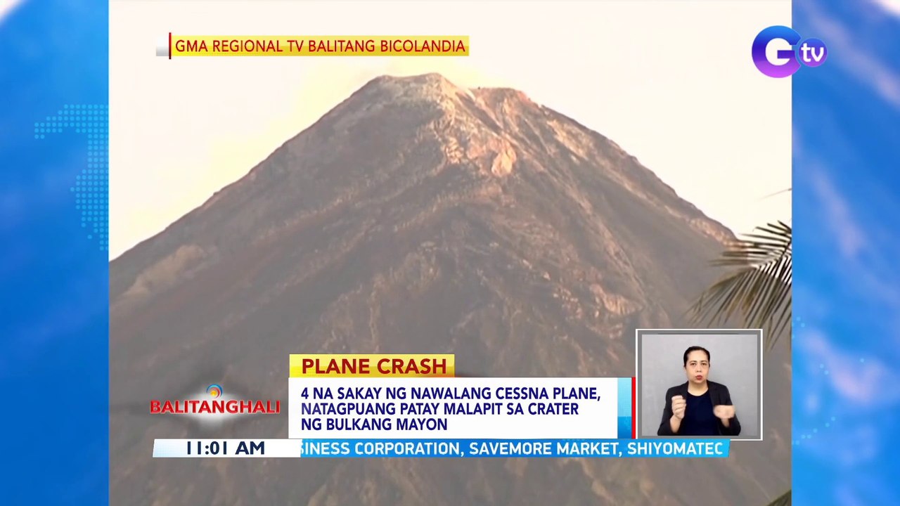 4 na sakay ng nawalang Cessna plane, natagpuang patay malapit sa crater ng Bulkang Mayon | BT