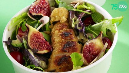 Salade croustillante au poulet, figue et sauce moutardée