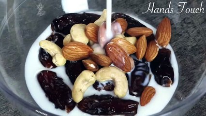 Add milk into dates and nuts, you will be surprised with the result !!