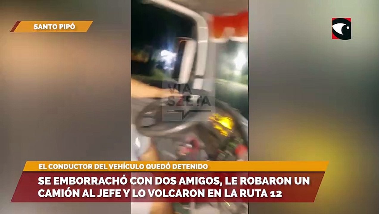 Se emborrachó con dos amigos, le robaron un camión al jefe y lo volcaron en la ruta 12