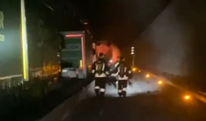 Bardonecchia (TO) - Tir a fuoco in galleria sull'Autostrada (23.02.23)