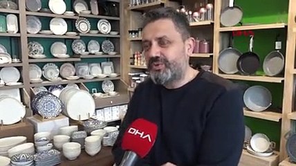 Bardak ve tabakların kırılmadığı züccaciyedeki deprem anı kamerada