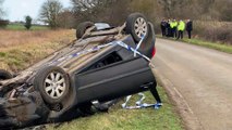 Scene of car crash in Peterborough