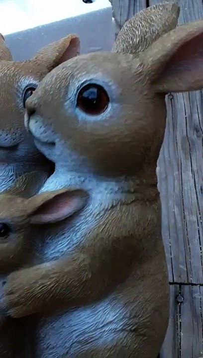 POTEY Garden Statues, Rabbit Garden Sculptures & Statues Outdoor with Solar Lights, Garden Decor Housewarming Gifts Lights for Patio, Yard, Balcony Decorations (Rabbit Family) Patio, Lawn & Garden