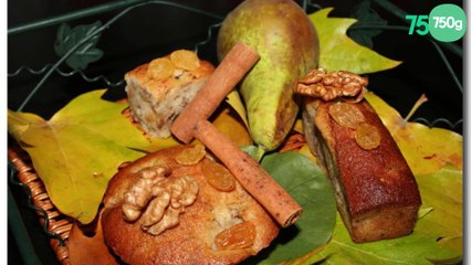 Cake poire, raisins et noix