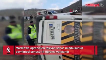 Mardin’de öğrenci servis devrildi: 14 yaralı