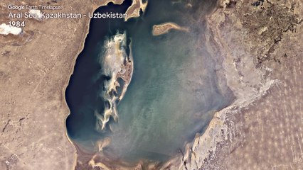 Disparition de la mer d'Aral en Timelapse