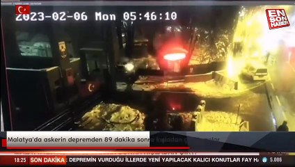 Malatya'da askerin depremden 89 dakika sonra kışladan çıktığı anlar