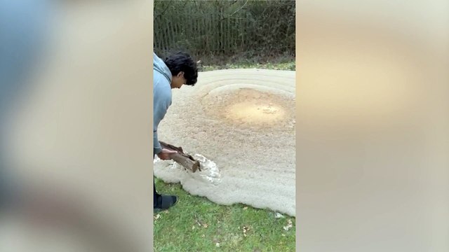 Giant foaming 'sinkhole' spewing out alien foam has appeared on a rugby pitch where HS2 is being built