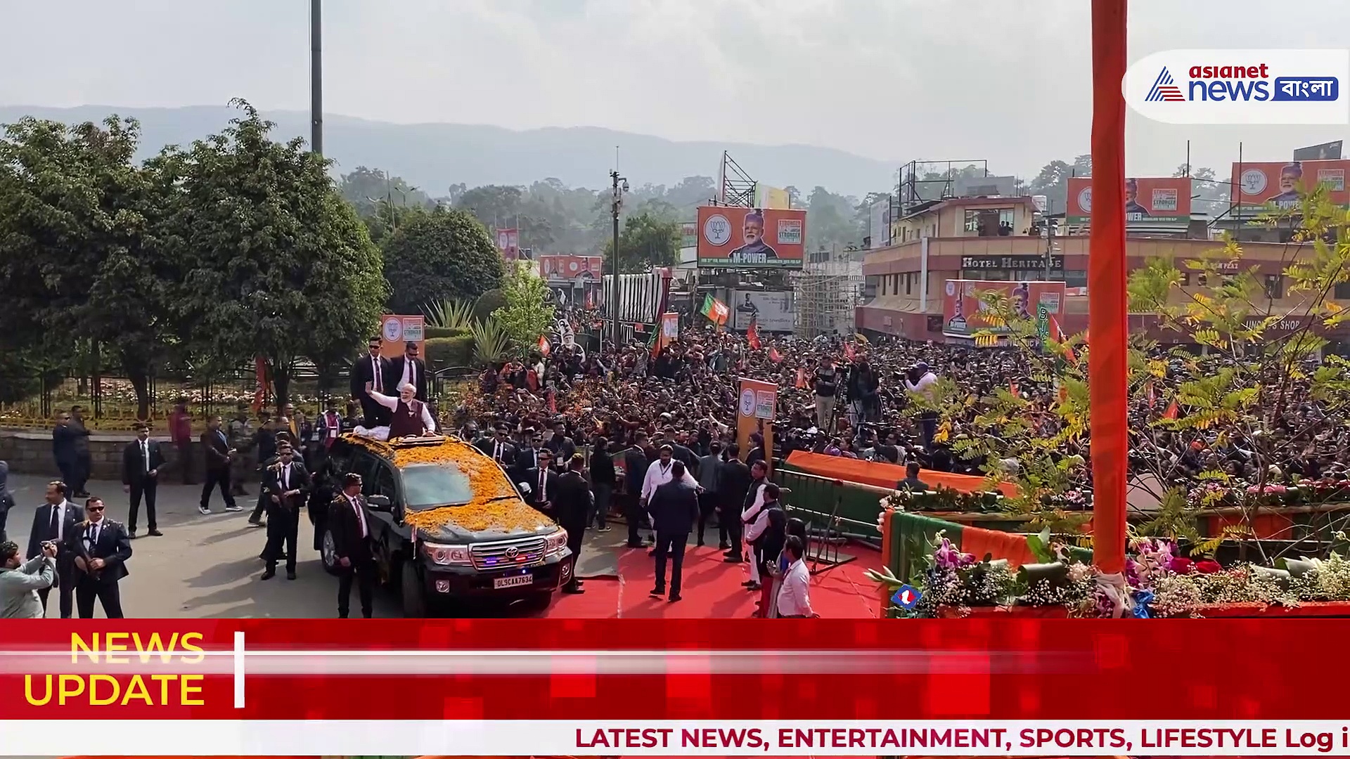 ২৭ ফেব্রুয়ারি ভোট মেঘালয়ে, রাজধানী শিলং-এ রোড শো করলেন নরেন্দ্র মোদী