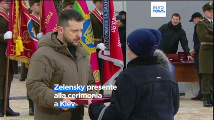 Download Video: Ucraina, un anno di guerra. Il Paese resiste, commemorazioni a Kiev in Piazza Santa Sofia