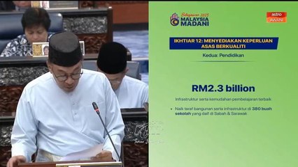 Peruntukan Kementerian Pendidikan sebanyak RM55.2 bilion