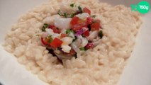 Ceviche de mérou et cabillaud à l'orange et aux piments sur risotto au romarin