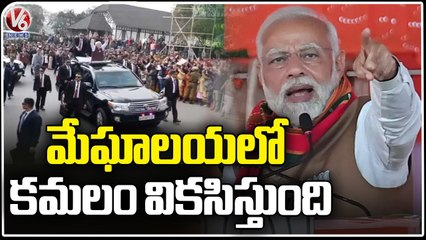 PM Modi Holds Elections Road Show ,Address  Public Meeting In Shillong _Meghalaya | V6News (1)
