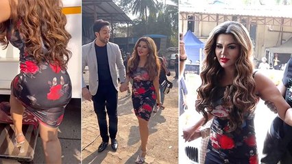 Rakhi Sawant Black Floral Dress बनी मुसीबत, High Heels पहनकर लड़खड़ाई Watch Full Video | Boldsky