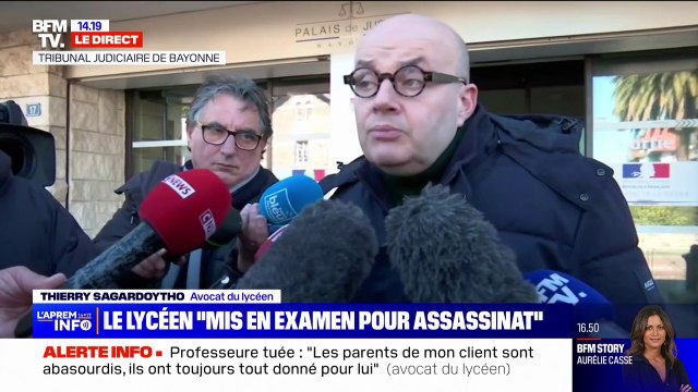 Professeure tuée: l'avocat du lycéen mis en examen parle d' une sorte de noyade, de souffrance intime comme clé du dossier