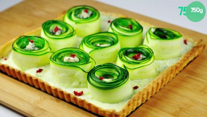 Tarte fleur aux courgettes, burrata, roquefort et piment d'Espelette
