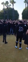 Ultras del PSV durante la previa del Sevilla-PSV