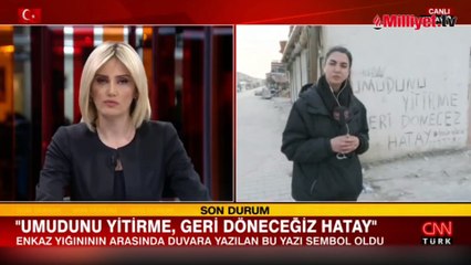 Hatay'da duvara yazılan yazı depremin sembolü oldu