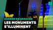 Après un an de guerre en Ukraine, les monuments du monde s’illuminent en jaune et bleu