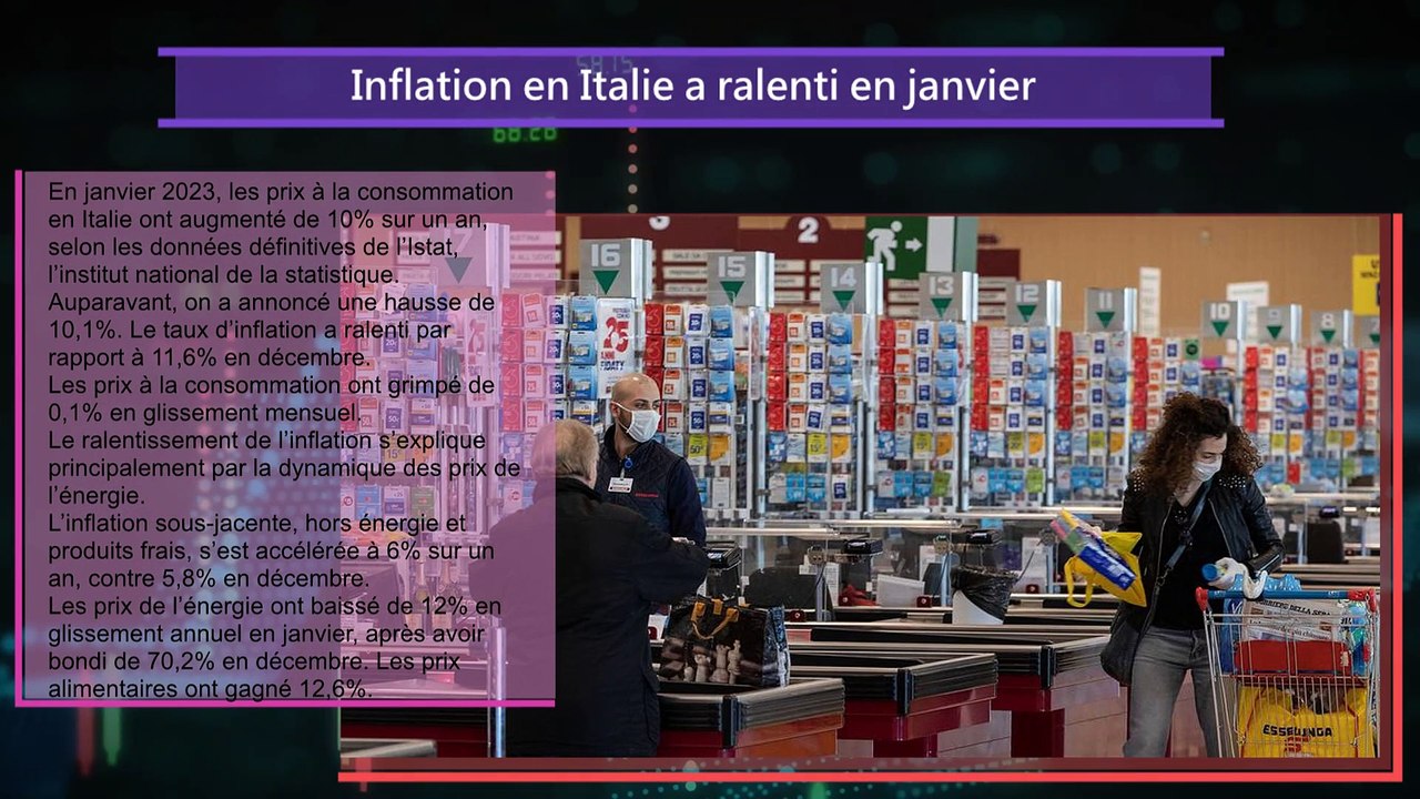Finaguide. Inflation en Italie a ralenti en janvier. 24/02