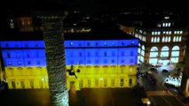 Palazzo Chigi giallo-blu, le spettacolari immagini dal drone