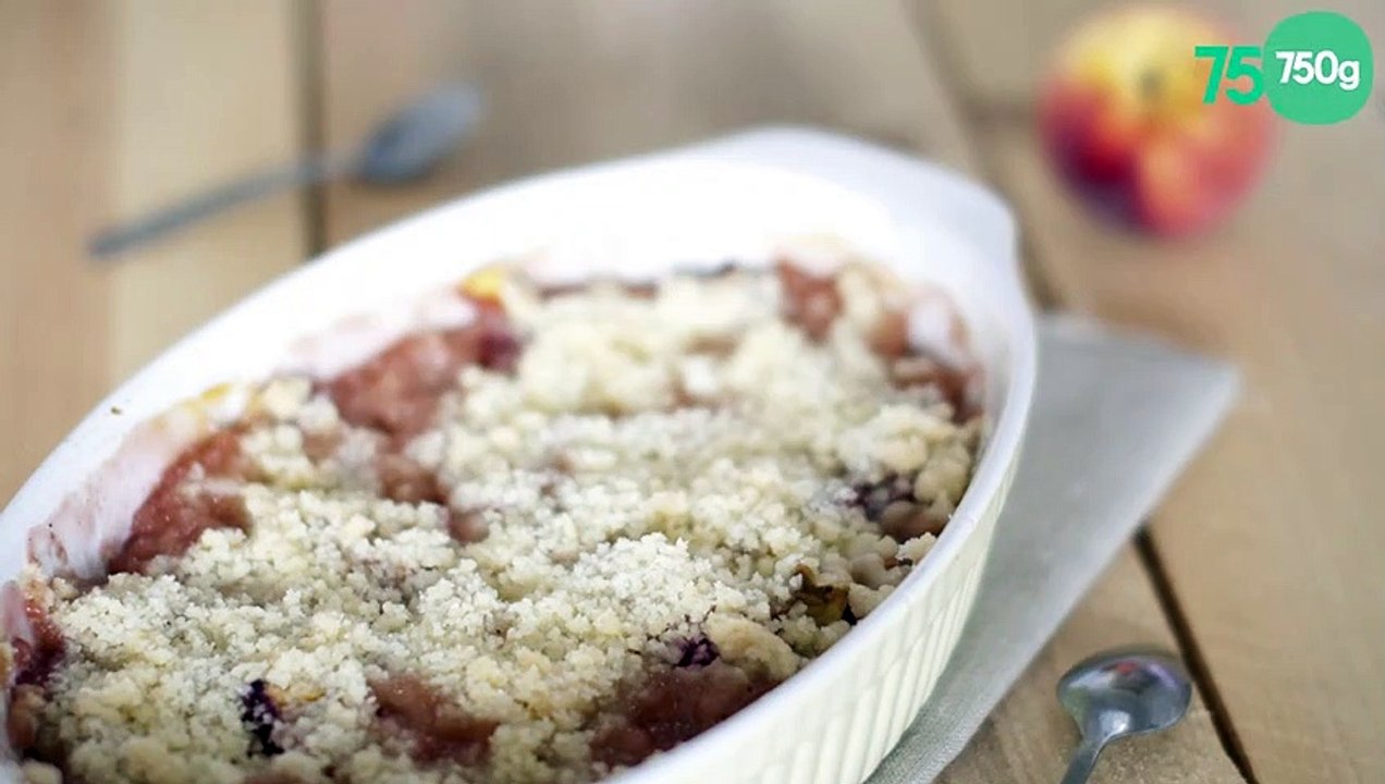 Crumble peches griottes