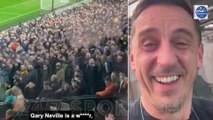 Gary Neville Laughs as Wolves Fans Goad Him by Chanting that he is a 'w' during their Clash