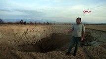 Konya'da 37 metre çapında obruk oluştu