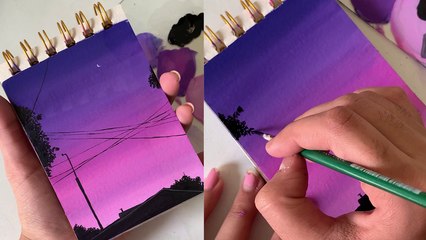 Artist obsessed with nature & pastel shades creates an aesthetic sky painting