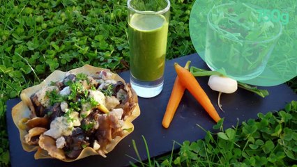 Croustillant d'automne, escargots, girolles, châtaignes et son émulsion de roquette