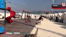 Hatay Defne'de depremzedeler oluşturulan çadır kentte misafir ediliyor