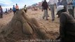 Sculpting out of sand in Puri Beach, Odisha
