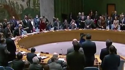 Moment Russia’s ambassador to UN interrupts minute of silence for Ukraine