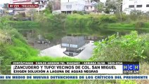 ¡Tufazón y zancudero perro! Vecinos de col. San Miguel exigen solución a laguna de aguas negras