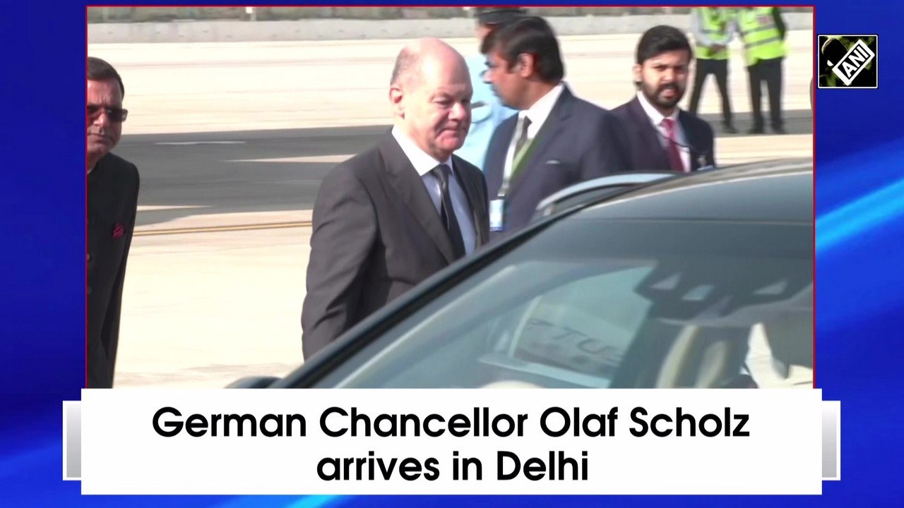 German Chancellor Olaf Scholz arrives in Delhi