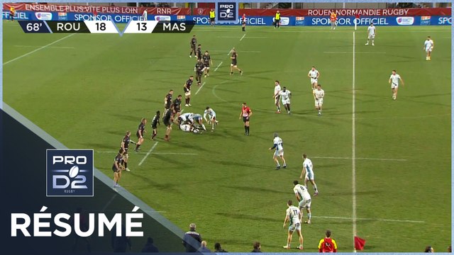 PRO D2 - Résumé Rouen Normandie Rugby-Rugby Club Massy Essonne: 25-20 - J22 - 2022-2023