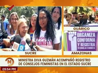 Ministra Diva Guzmán acompaña registro del Consejo Feminista en el estado Sucre