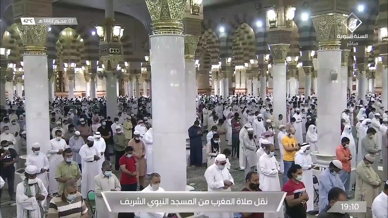صلاة المغرب من المسجد النبوي الشريف بـ #المدينة_المنورة  -  الأحد 14430107هـ