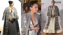 Sonam Kapoor White Full Length Gown के साथ Velvet Jacket Oxidized Jewellery में Full Video Viral