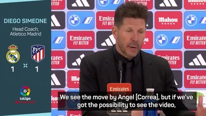 Simeone wants 'fair' VAR after Correa red card in Madrid derby