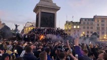 Newcastle United fans in Trafalgar Square ahead of the Carabao Cup final