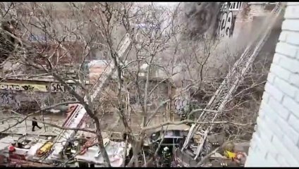 Massive Fire in Williamsburg area of Brooklyn, New York