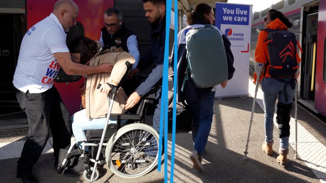 A bord du train des « éclopés du ski » affrété spécialement pour les blessés des sports d’hiver